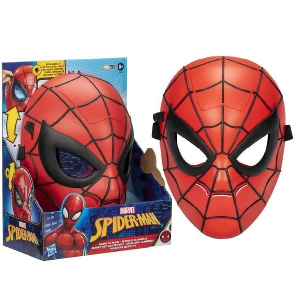 Spider-Man självlysande mask, självlysande förklädnadsleksak, superhjälteleksaker från 5 år, Marvel