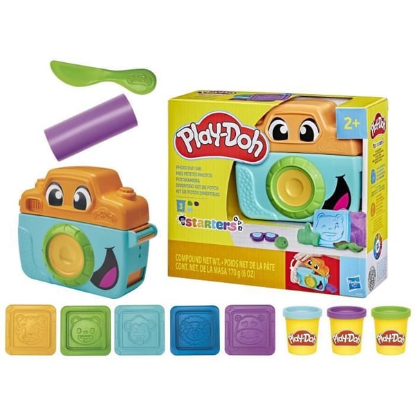 Play-Doh Mine små fotos Startpakke, modellervoks, legekamera, 7 tilbehør og aktivitetsmåtte, Klassisk, fra 2 år