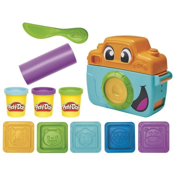 Play-Doh Mine små fotos Startpakke, modellervoks, legekamera, 7 tilbehør og aktivitetsmåtte, Klassisk, fra 2 år