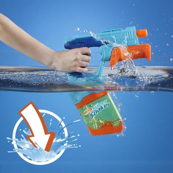 Nerf Dunk-Fill, Pack med 2 vattenpistoler, lättfyllbara reservuarer för snabb påfyllning, vattensleksaker, Super Soaker, från 6 år.