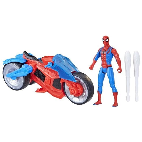 Spiderman-figur 10 cm ArachnoMoto nätkastare, figur och motorcykel, Marvel Spider-Man Epic actionvärld, Från 4 år