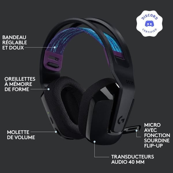 Gamingheadset - Trådlös - Logitech G - G535 Lightspeed - PS5, PS4, PC, MAC - Svart