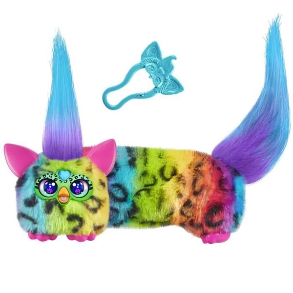 Furby DJ Furblets Rain-Bow-Kat, Mini elektronisk mjukisdjur, leksak för barn, 45 ljud och musik, från 6 år.