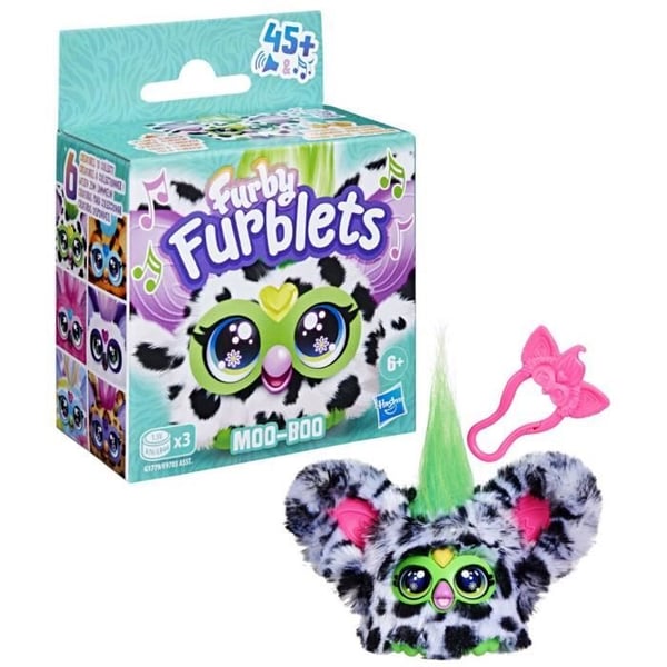 Furby Furblets Moo-Boo, Mini elektroniskt plush, för flickor och pojkar, över 45 ljud, från 6 år, serie 4, Hasbro
