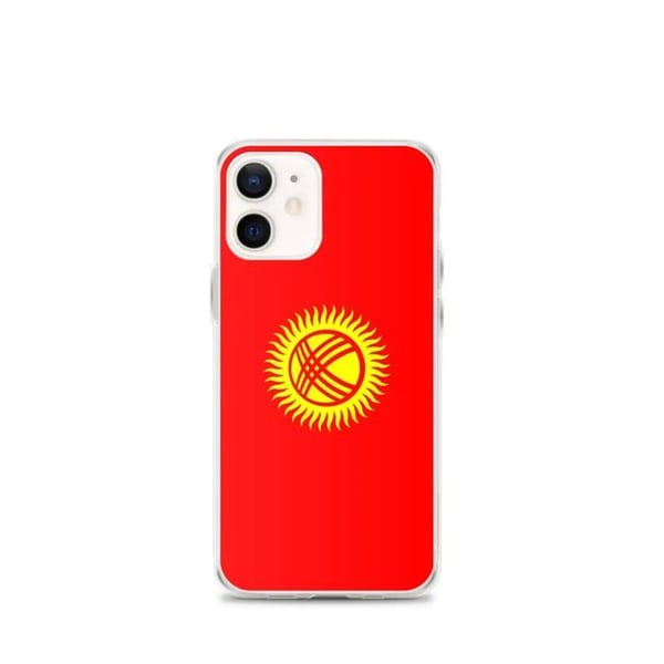 Mobilskal – Kirgiziska flaggan – Kompatibel med iPhone 12 mini – Flexibelt fodral – Stöttåligt och slagresistent – Silikon – Pixelforma