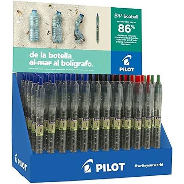 Stylo Bille - PILOT - Exp. 60 Bolig ECOBALL - Färg Svart - Bläck Assorterad - Medelspets
