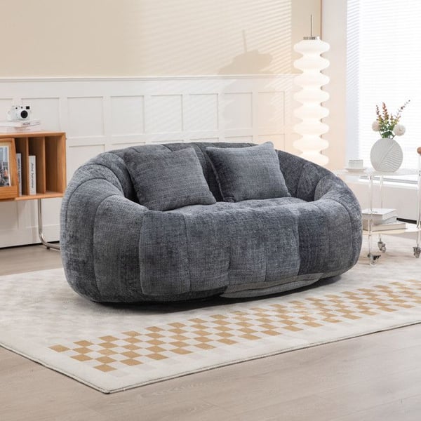 Sofa bønnepose loveseat recliner holdbar og komfortabel (grå chenille)