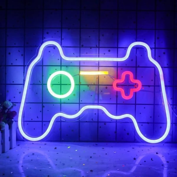 Spel Neonskyltar Neonljusskylt Väggkonst LED Neonljus Blå Neon Nattljus för barn Lekrum,USB-belysning