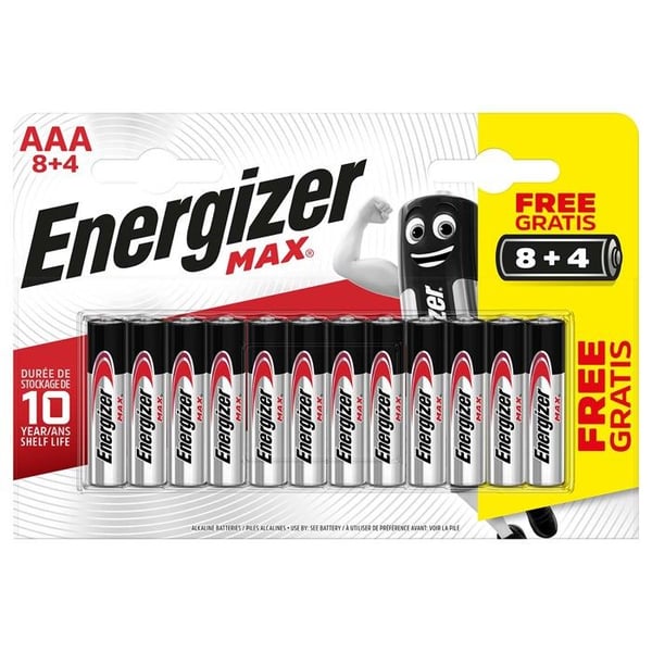 Energizer AAA LR03 Max Alkaline Battery Pack om 12