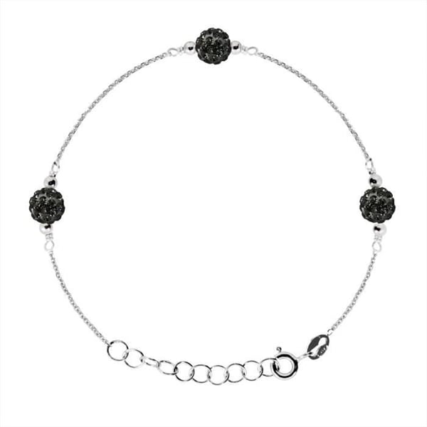 Armband - LOVA LOLA VAN DER KEEN - 3 svarta kristallkulor - 925 Sterling Silver - Längd 18 cm