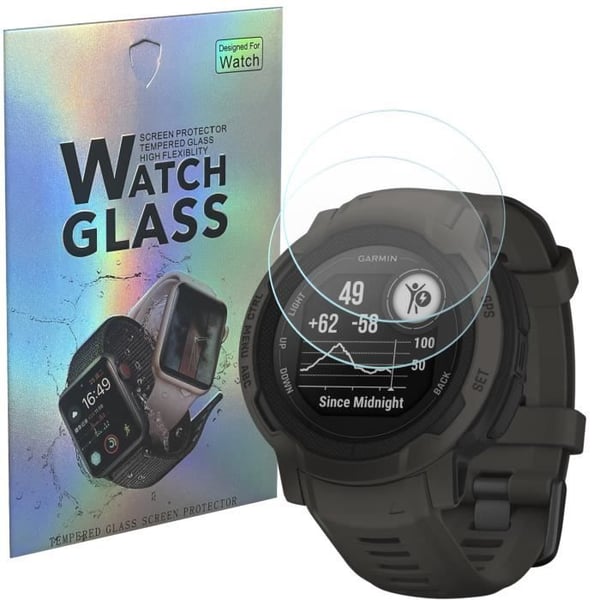 Härdat glas för Garmin Instinct 2 - Instinct 2 Solar [2-pack] Skärmskydd för klocka Anti-repor Phonillico®