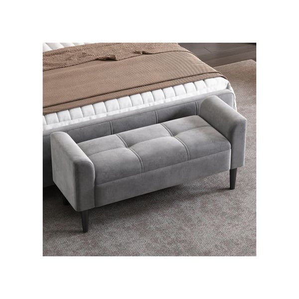 Polstrede bænke - MUVOE - Sengbænk - Grå - Komfortable armlæn - Elegant design
