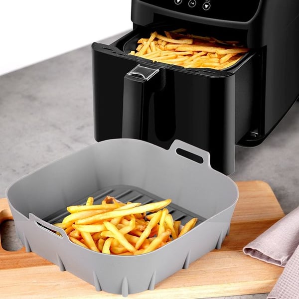 Silikoninlägg för fritös utan olja - Air Fryer - 22x22 cm - Återanvändbar - Non-stick - Grå