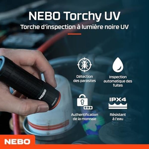 UV-inspektionslampa - NEBO - Torchy - Kompakt - Hållbar - Icke-återuppladdningsbar