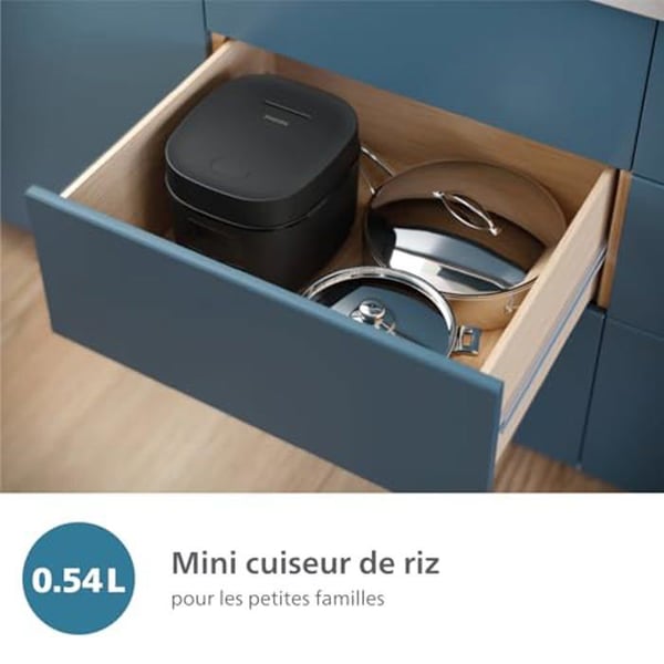 Mini-riskokare - PHILIPS - Serie 3000 - 0,54 L - 5-lagers Bakuhanseki-beläggning - Snabb tillagning 30 min