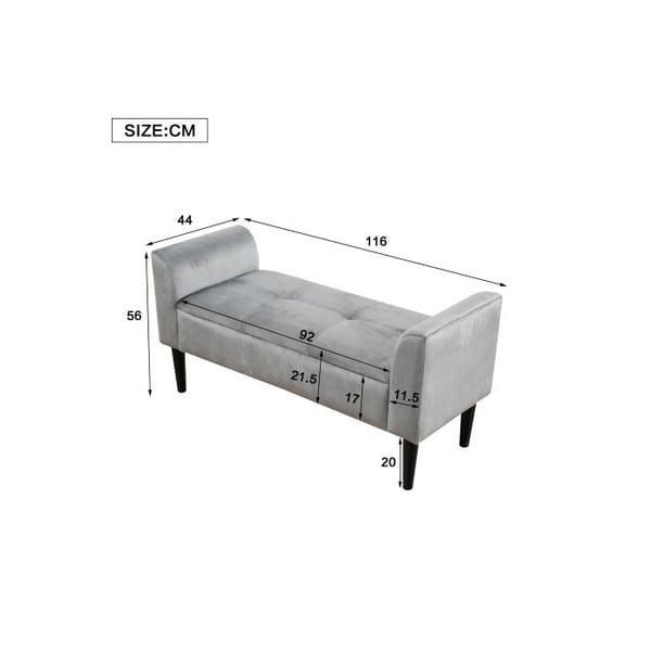 Polstrede bænke - MUVOE - Sengbænk - Grå - Komfortable armlæn - Elegant design