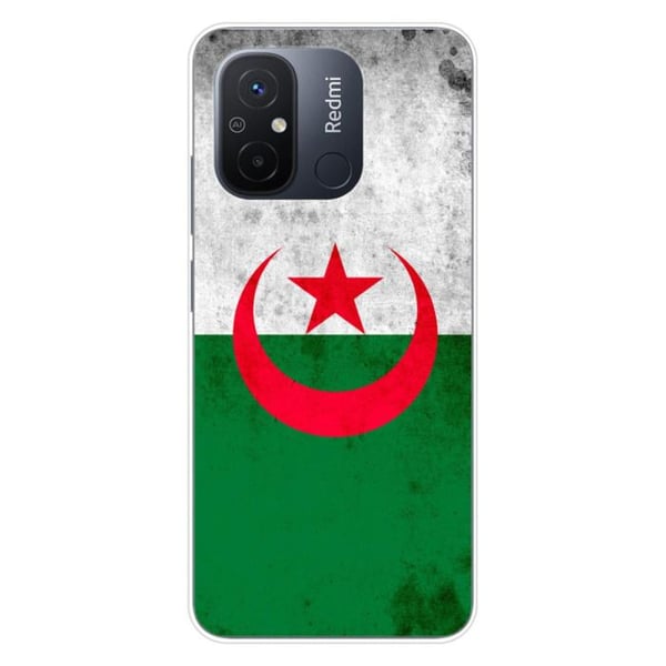 1001Coques - Silikonfodral kompatibelt med Xiaomi Redmi 12C Redmi 11A - Mönster Algeriets flagga - Originaldesign tryckt i Frankrike