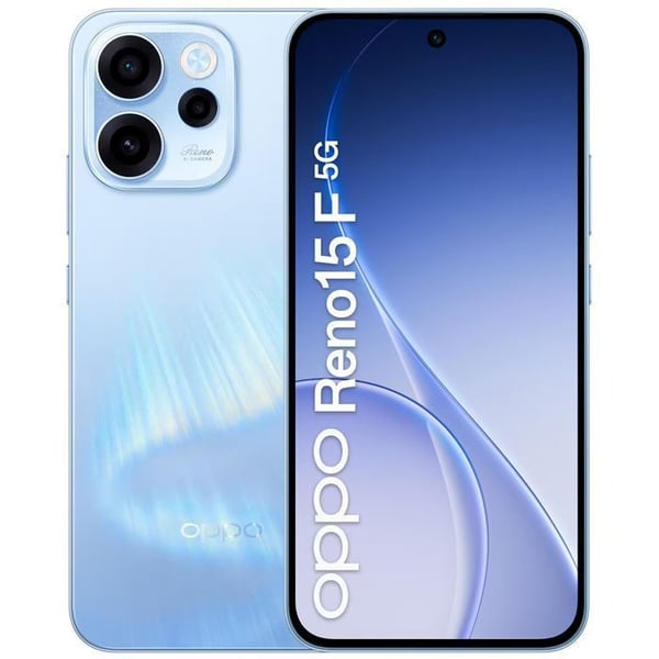 Smartphone 5G - OPPO Reno15 F - 8GB RAM - 256GB - Blå Aurore - Ultra bredvinkel selfie-kamera 50 MP - 6500 mAh
