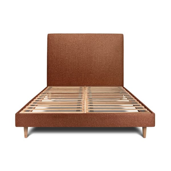 Lit 160x200cm tapissier bouclette Terracotta - Massivt trä - Modern skandinavisk stil