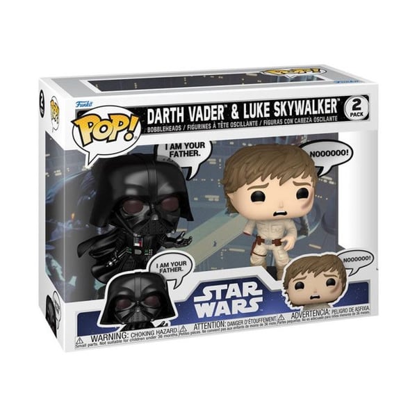 Figurer - FUNKO - Darth Vader och Luke Skywalker - Pack med 2 - PVC - 9 cm