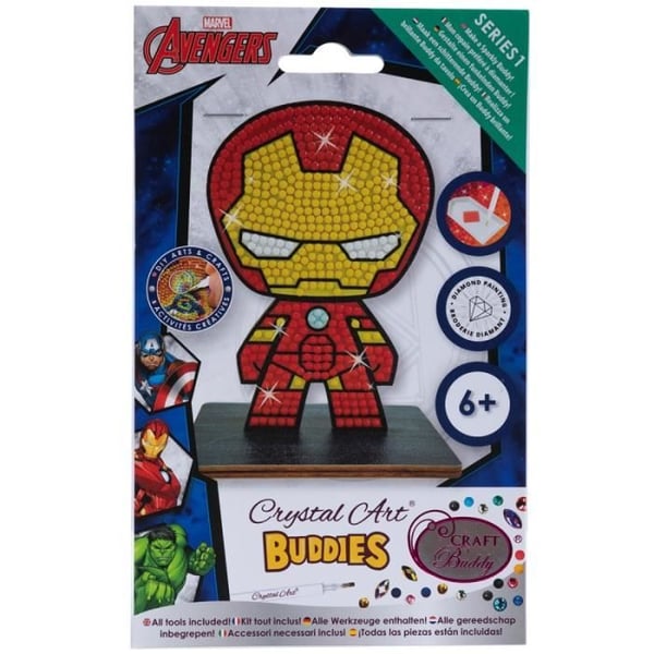 Kit DIY Kristallkonst - Kristallkonst - Figur Iron Man - 11 cm - Träunderlag - För barn från 8 år
