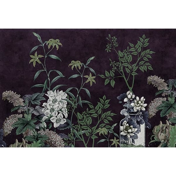 Tapet blommor M1-No.61156 digitaltryck grön lila natur