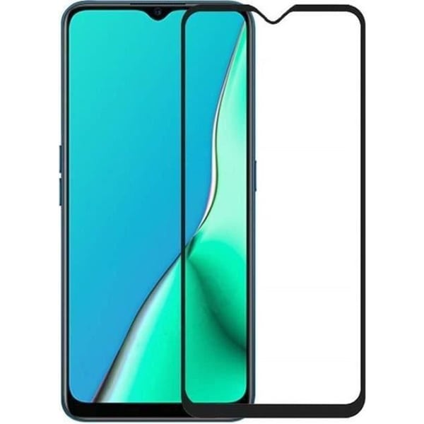 Härdat glas för OPPO RENO A5 2020 - Transparent helfilm med svart kant, skärm skydd Phonillico®