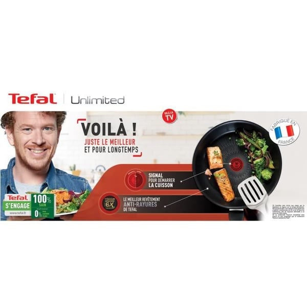 TEFAL G2550602 Stekpanna 28 cm OBEGRÄNSAD - Alla värmekällor inklusive induktion - Tillverkad i Frankrike - Svart