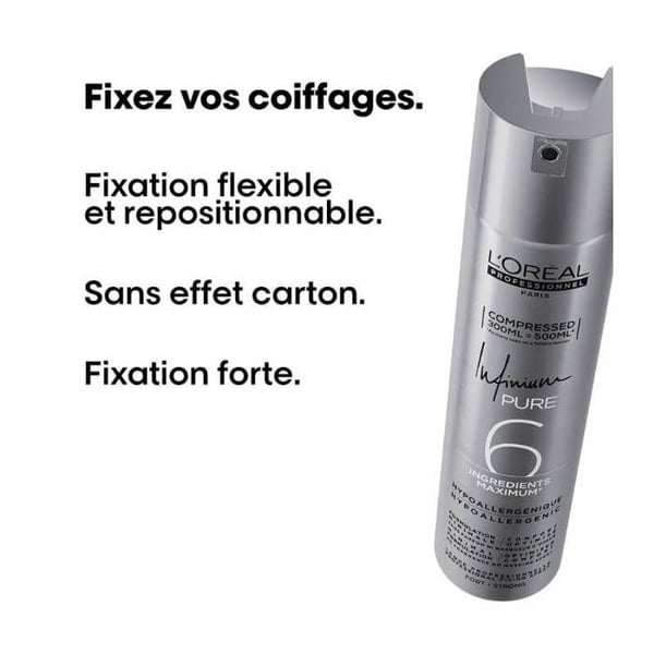 Laque fastgørelse stærk Infinium Pure Strong L'Oréal Professionnel 300ML komprimeret 500ML