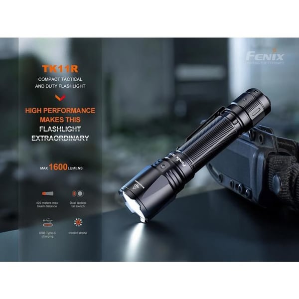 Lommelygte - FENIX - TK11R - LED genopladelig - 1600 lm - IP68 vandtæt