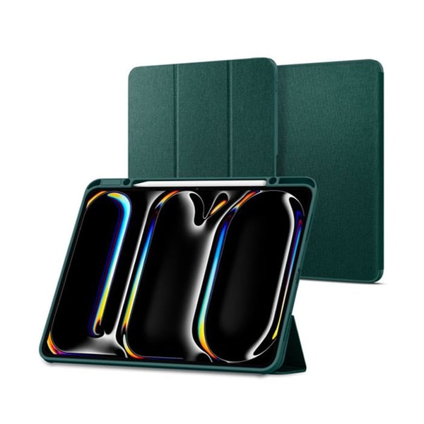 iPad Pro 13" Etui - Spigen - Urban Fit - Mørkegrøn - Kompatibel med M4, 2024 - Syntetisk