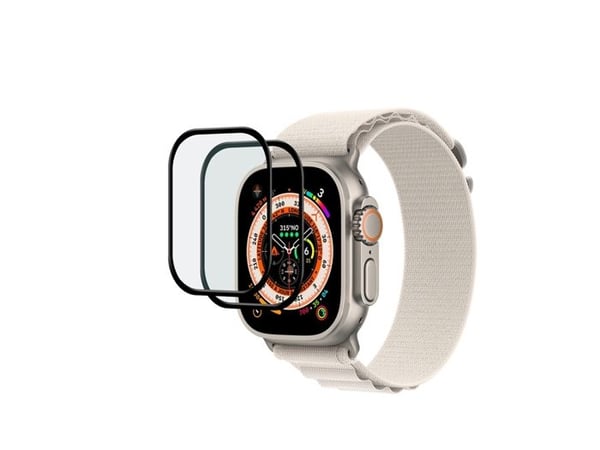Pack med 2 skärmskydd av härdat glas för Apple Watch Ultra 49mm i transparent svart