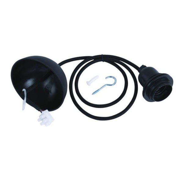 Lampa fäste, hängande lampa, E27 fäste, svart, 100 cm, med gängad ring, 1 st.