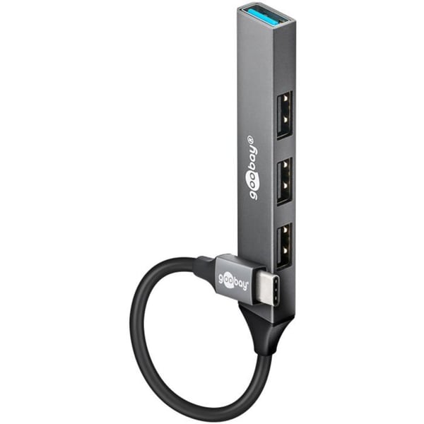 USB-hubb - GOOBAY - 4 portar - USB 3.2 - Slim-design - Aluminiumchassi