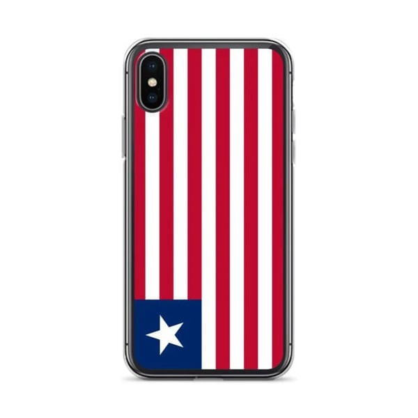 Mobilskal – Liberias Flagga – Kompatibel med iPhone XS – Mjuk Fodral – Slitstark och Stötbekämpande - Silikon - Pixelforma