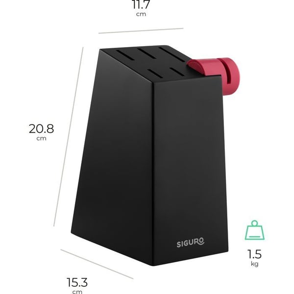 Siguro Kuro knivsæt 5 stk knivblok med sliber