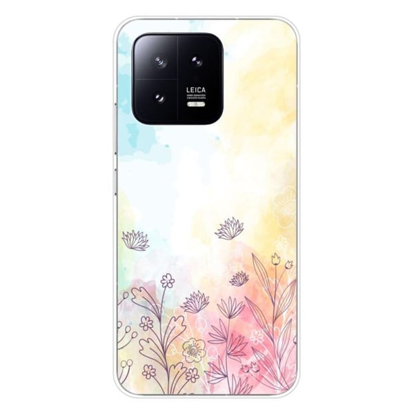 Tryckt silikonfodral som är kompatibelt med Xiaomi 13 Watercolor-blommor