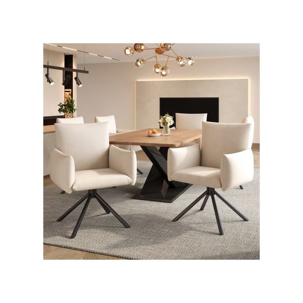Spisestol - MUVOE - Moderne model - Beige - Metalben - 360° drejelig