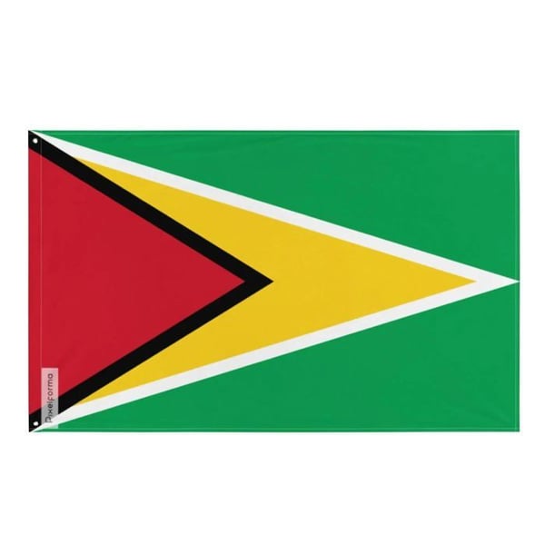 Guyanas flagga – 192 x 288 cm – Hållbar polyester – 2 metallöglor – Inomhus/Utomhus – Pixelforma