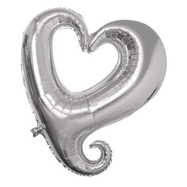 Hjärtballong, Silhouette, 91cm 1st., silver