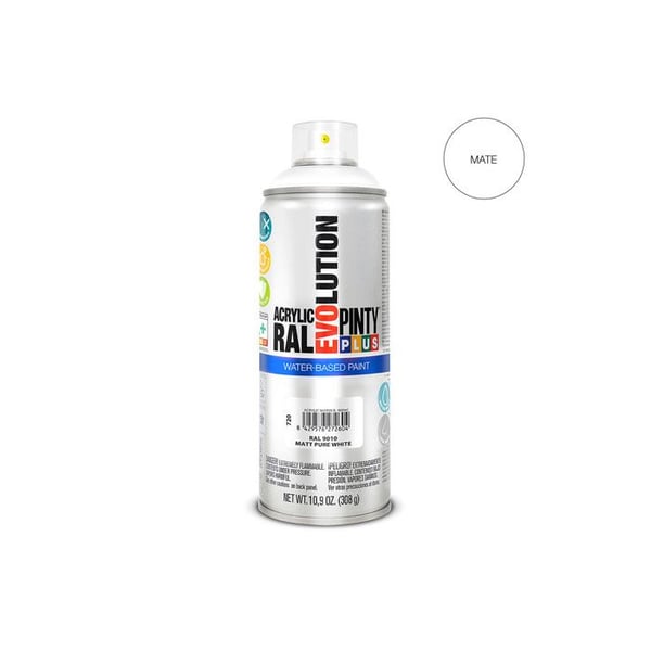 Sprayfärg Pintyplus Evolution Vattenbaserad 520cc Ral 9010 Ren Vit Matt