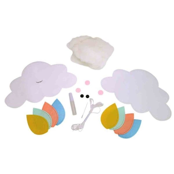MégaCréa DIY - Kit för att sy en molnmobil i filt 25 x 23 cm