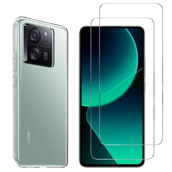 Transparent skal - Phonillico - Xiaomi 13T/13T PRO - Mjuk silikon - 2 härdade glas - Repfria