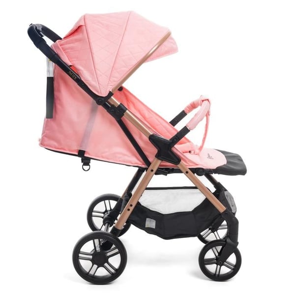 Bebelissimo - Ultra kompakt barnvagn med enhandsgrepp - Lätt - Fälls ihop med en hand - Nöt - rosa