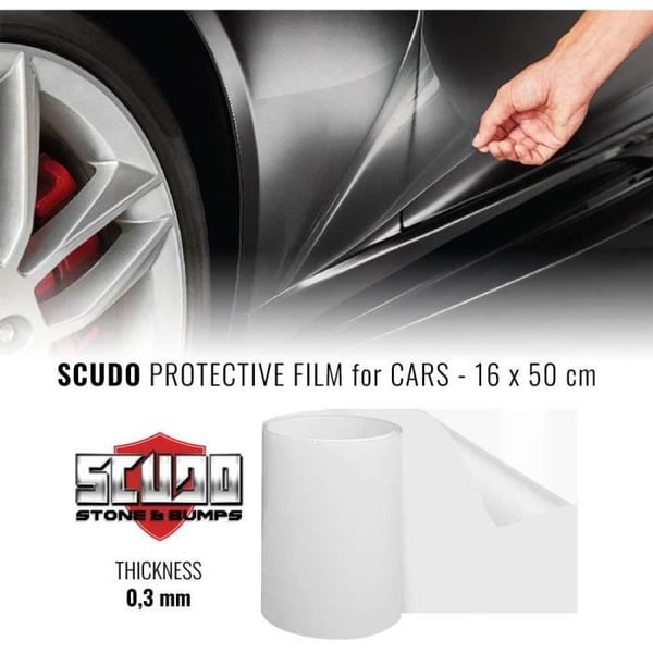 Transparent Klistret Film - Bilskydd - 0,3 mm - 16 x 50 cm - Bil - Vit
