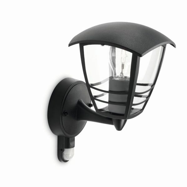 Utomhusvägglampa - PHILIPS - Creek - Svart - Med sensor - IP44
