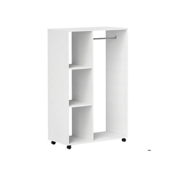 Skab - MUVOE - 1 klædestang - 3 hylder - Hvid - 80 x 40 x 128 cm