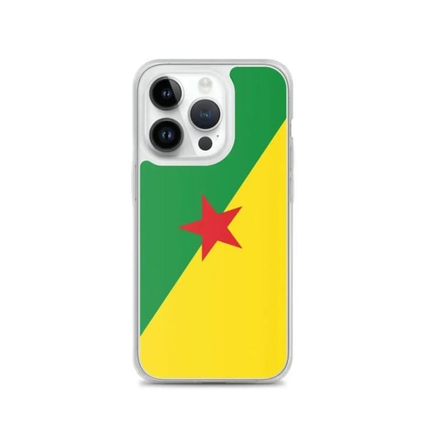 Mobilskal – Guyanesisk flagga – Kompatibel med iPhone 14 Pro – Flexibelt skal – Slittåligt och Stötdämpande – Silikon – Pixelforma
