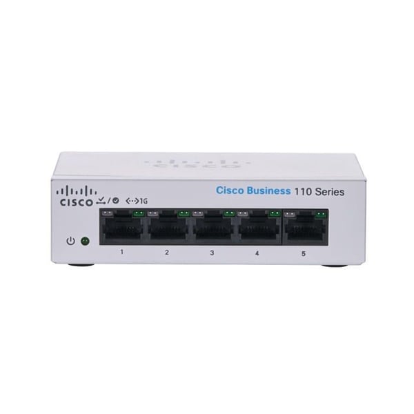 Cisco® Business CBS110-5T-D Ikke-administrerbar switch | 5 porte GE | Kontor | Ekstern strømforsyning | Livslang begrænset garanti