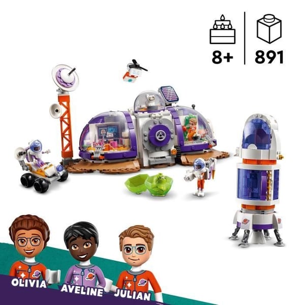 LEGO® 42605 Friends Martian rumstation og raket, rumlegetøj med rumfærge og 4 astronautminifigurer